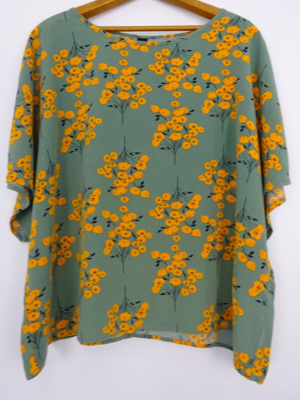 Emery Rose 5XL Green Yellow Floral Blouse Boho Cottagecore Plus Size Top